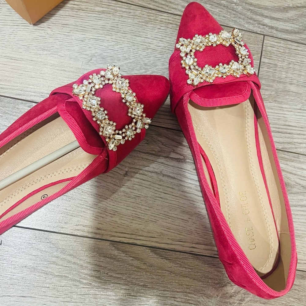 Vanderpump Embellished Faux Suede Flats